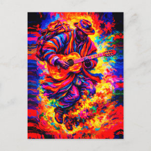 Kleurrijke Abstracte Gitaristen Duo Impasto Briefkaart