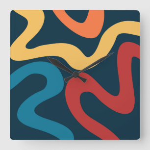 Kleurrijke abstracte golven vierkante klok