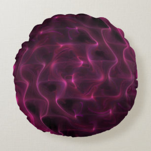 Kleurrijke Abstracte golven zwarte achtergrond Rond Kussen