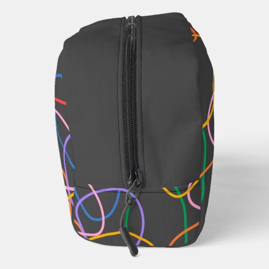 Kleurrijke Abstracte golvende lijnen Patroon Monog Toilettasje (Rechts)