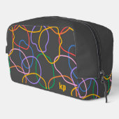 Kleurrijke Abstracte golvende lijnen Patroon Monog Toilettasje (Rechterhoek)