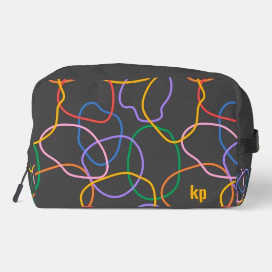 Kleurrijke Abstracte golvende lijnen Patroon Monog Toilettasje (Achterkant)