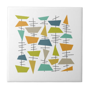Kleurrijke Abstracte Hangende Wind Chimes Mid Cent Tegeltje