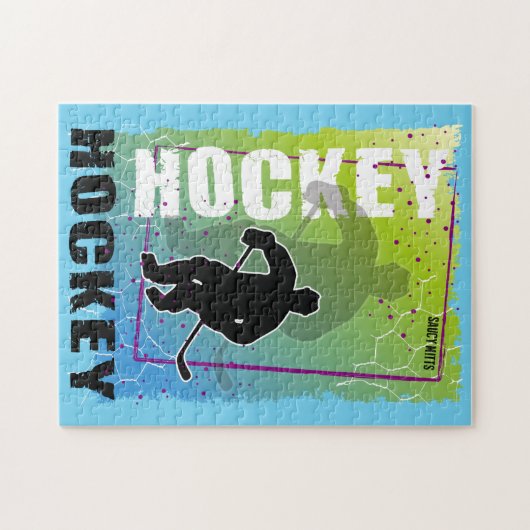 Kleurrijke Abstracte Hockey Player Legpuzzel (Horizontaal)