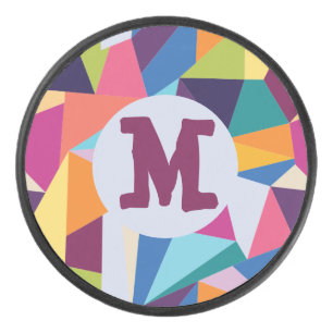 Kleurrijke Abstracte Hockey Puck met Initiaal