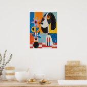 Kleurrijke Abstracte Hondenbloemen Kwekerij Schild Poster (Keuken)