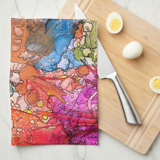 Kleurrijke Abstracte Illustratie Keuken Handdoek (Quarter Fold)