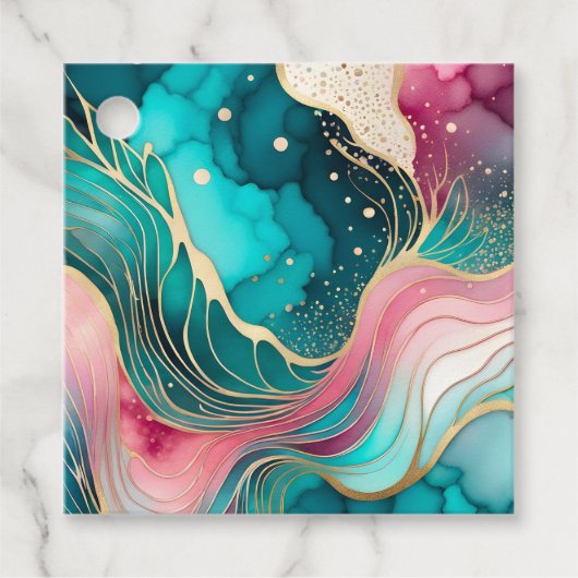 Kleurrijke Abstracte Ink Art Gift Labels (Voorkant)