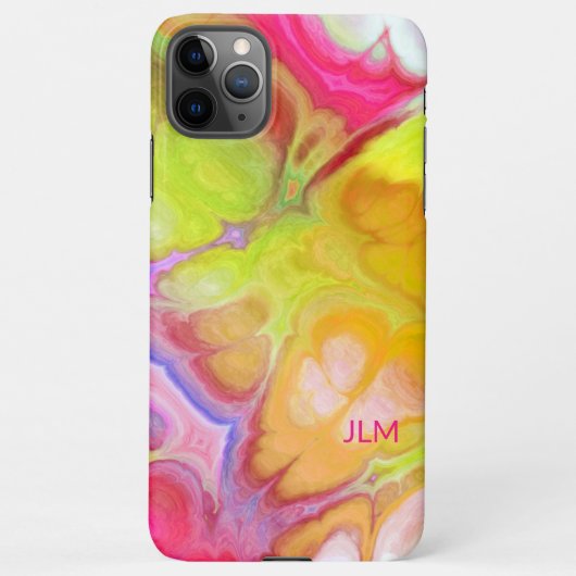 Kleurrijke Abstracte inkt met uw monogram iPhone Hoesje (Achterkant)