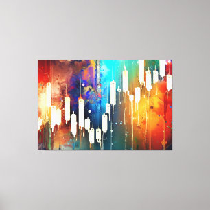 Kleurrijke abstracte kandelaar grafiek schilderen canvas afdruk