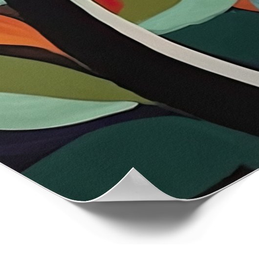 Kleurrijke Abstracte kat in het ontwerp van de maf Poster (Hoek)