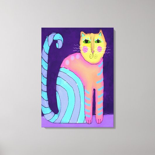Kleurrijke Abstracte kat schilderen Canvas Afdruk (Voorkant)