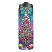 Kleurrijke Abstracte kerstbomen Thermosbeker (Voorkant)