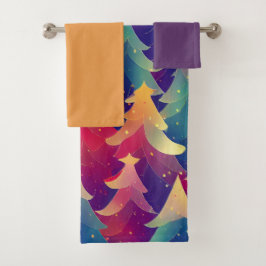 Kleurrijke Abstracte kerstbomen uit de keukenset Bad Handdoek