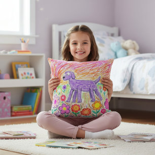 Kleurrijke Abstracte Kindertekening Kussen