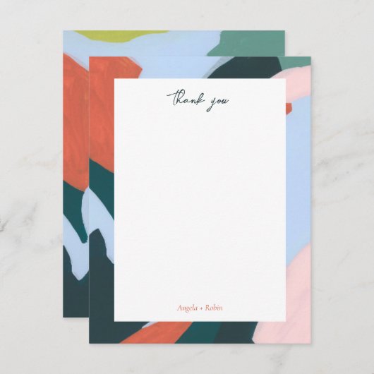Kleurrijke Abstracte Kunst Gepersonaliseerd Bedank Kaart (Voorkant / Achterkant)