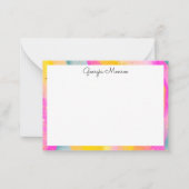 Kleurrijke Abstracte Kunst Gepersonaliseerde Corre Notitiekaartje (Voorkant)