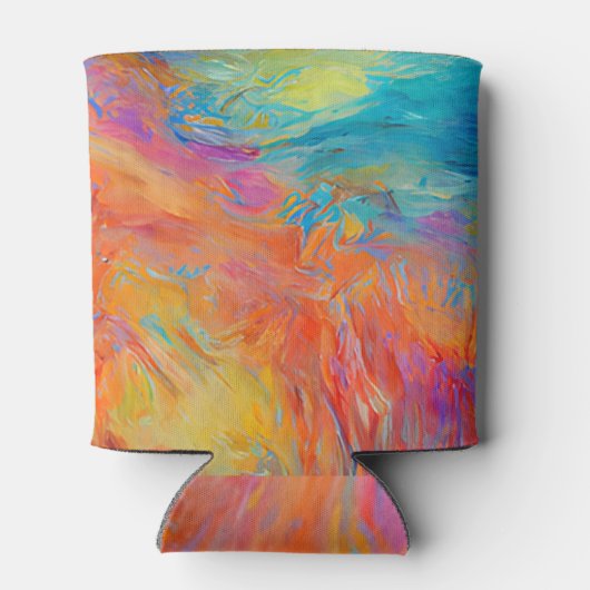 Kleurrijke Abstracte Kunst het Schilderen Monogram Blikjeskoeler (Achterkant)