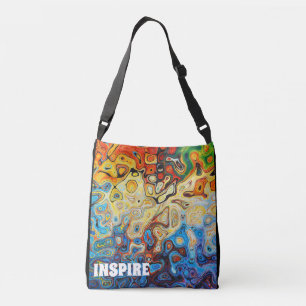 Kleurrijke Abstracte kunst Inspire Blue Red Yellow Crossbody Tas