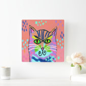 Kleurrijke Abstracte Kunst Kat Muur Klok (Huis)