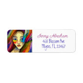 Kleurrijke Abstracte kunst meisje Etiket (Voorkant)