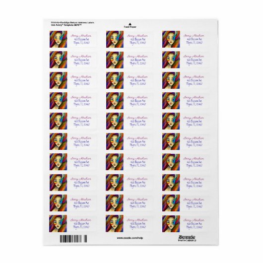 Kleurrijke Abstracte kunst meisje Etiket (Full Sheet)