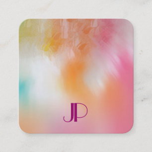 Kleurrijke Abstracte kunst Modern Elegant Monogram Vierkante Visitekaartje