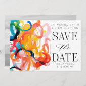 Kleurrijke abstracte kunst Save the Date (Voorkant / Achterkant)
