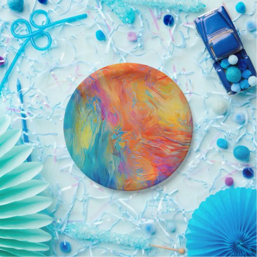 Kleurrijke Abstracte kunst schilderij mod heup ple Papieren Bordje (Feest)