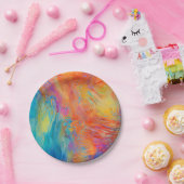 Kleurrijke Abstracte kunst schilderij mod heup ple Papieren Bordje (Feest)