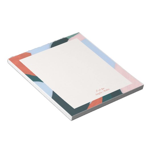 Kleurrijke Abstracte kunst Uniek Gepersonaliseerd Notitieblok (Schuin)