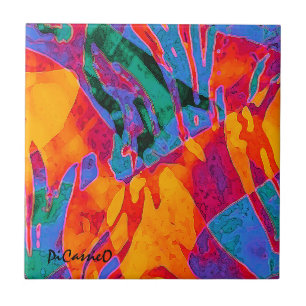 Kleurrijke Abstracte Kunst van PiCassieO Tegeltje
