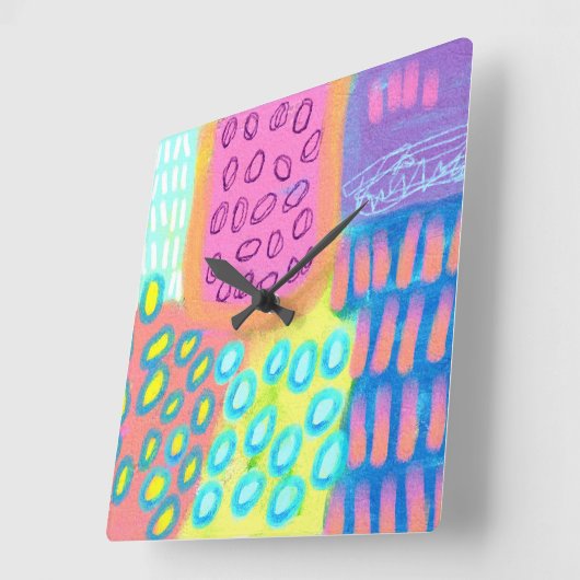 Kleurrijke Abstracte kunst Vierkante Klok (Hoek)