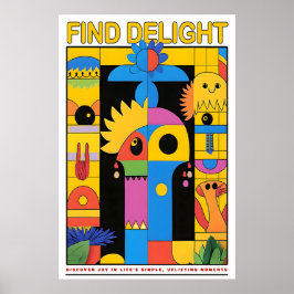 Kleurrijke Abstracte Kunstprint Moderne Geometrisc Poster