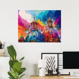 Kleurrijke Abstracte Kunstprint van Koepels van Ka Poster