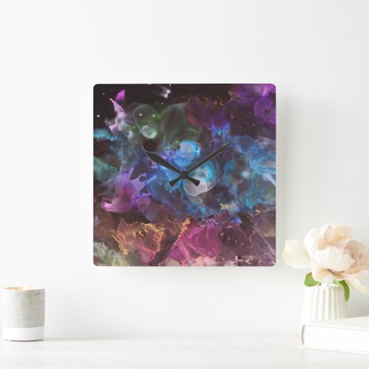 Kleurrijke Abstracte kunstruimte Vierkante Klok (Huis)