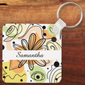 Kleurrijke Abstracte kunsttekening Sleutelhanger (Achterkant)