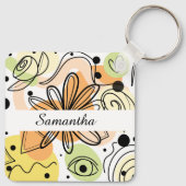 Kleurrijke Abstracte kunsttekening Sleutelhanger (Achterkant)