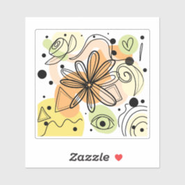 Kleurrijke Abstracte kunsttekening Sticker