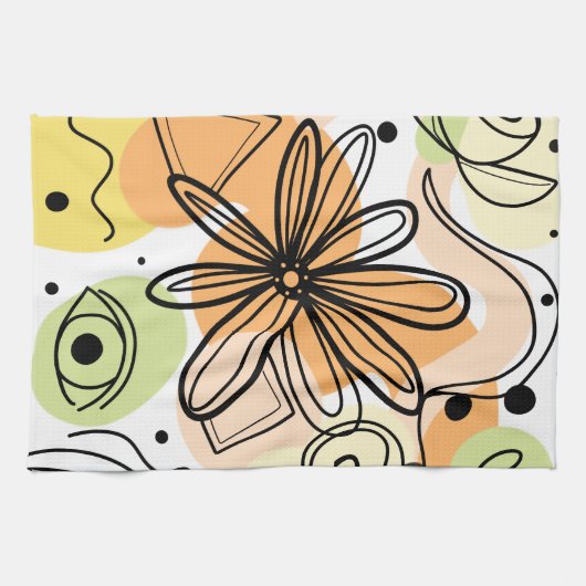 Kleurrijke Abstracte kunsttekening Theedoek (Horizontaal)