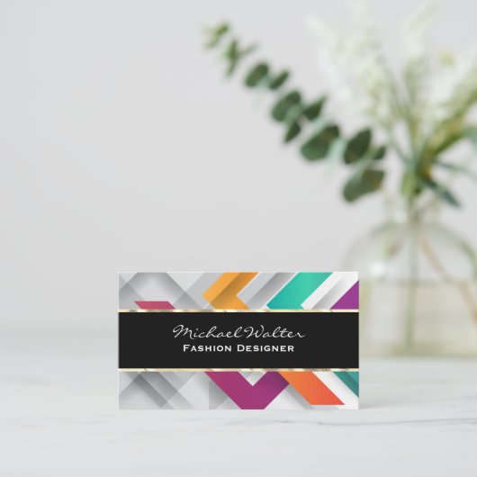 Kleurrijke Abstracte lagen | goudlaag Visitekaartje (Staand voorkant)