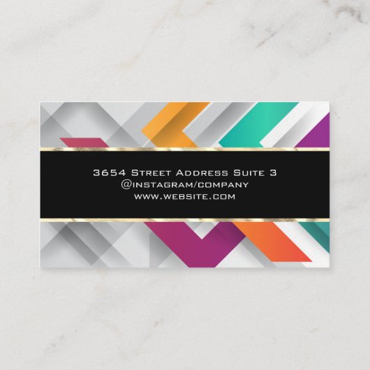 Kleurrijke Abstracte lagen | goudlaag Visitekaartje (Achterkant)