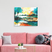 Kleurrijke Abstracte Landscape Stretched Canvas Pr (Insitu (Woonkamer))