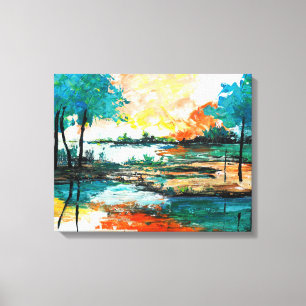 Kleurrijke Abstracte Landscape Stretched Canvas Pr Afdruk