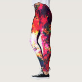 Kleurrijke Abstracte Leggings met neonruimte-sterr (Links)