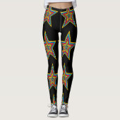 Kleurrijke Abstracte Leggings: rood, blauw, zwarte Leggings (Voorkant)