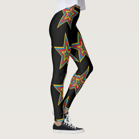 Kleurrijke Abstracte Leggings: rood, blauw, zwarte Leggings (Rechts)