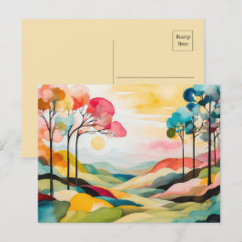 Kleurrijke Abstracte lente Waterverf Briefkaart