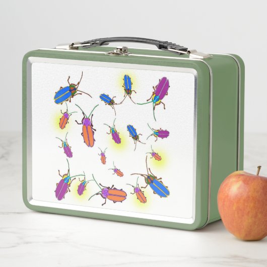 Kleurrijke Abstracte Lightning Bugs Lunch Box (In situ)