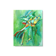 Kleurrijke Abstracte lijn Fine Art Groen Rood Geel